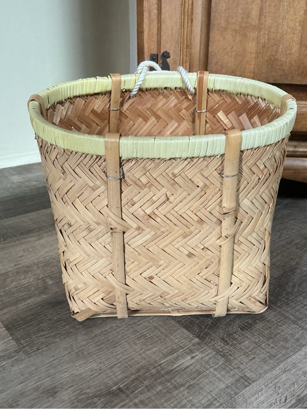 Vintage Asian Woven Bamboo Backpack Basket Hill Tribe Folk Art Harvester Boho
